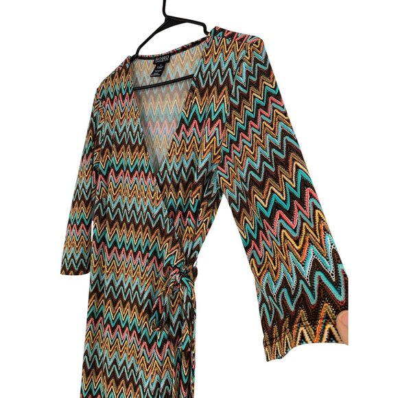Soho Apparel Chevron Wrap Dress Size 10 Lightweight Summer Stretch RAA10427 - Picture 4 of 10